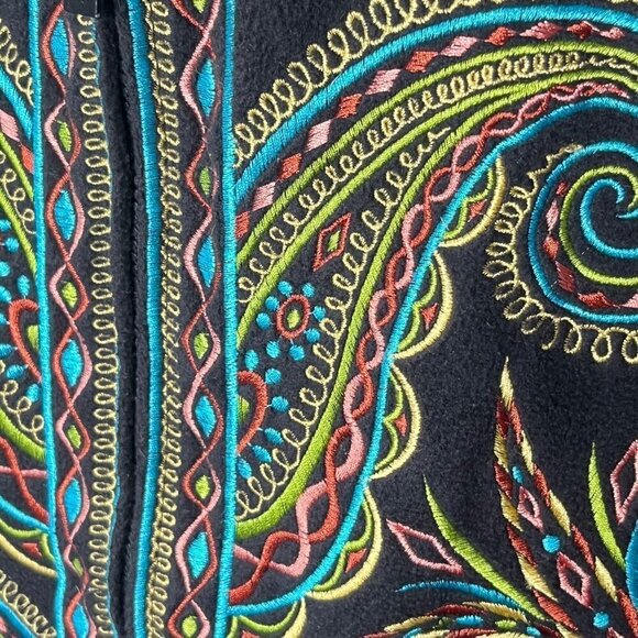 Bob Mackie Wearable Art Faux Fur Collar Embroidered Vest- Size 1x - Picture 2 of 7